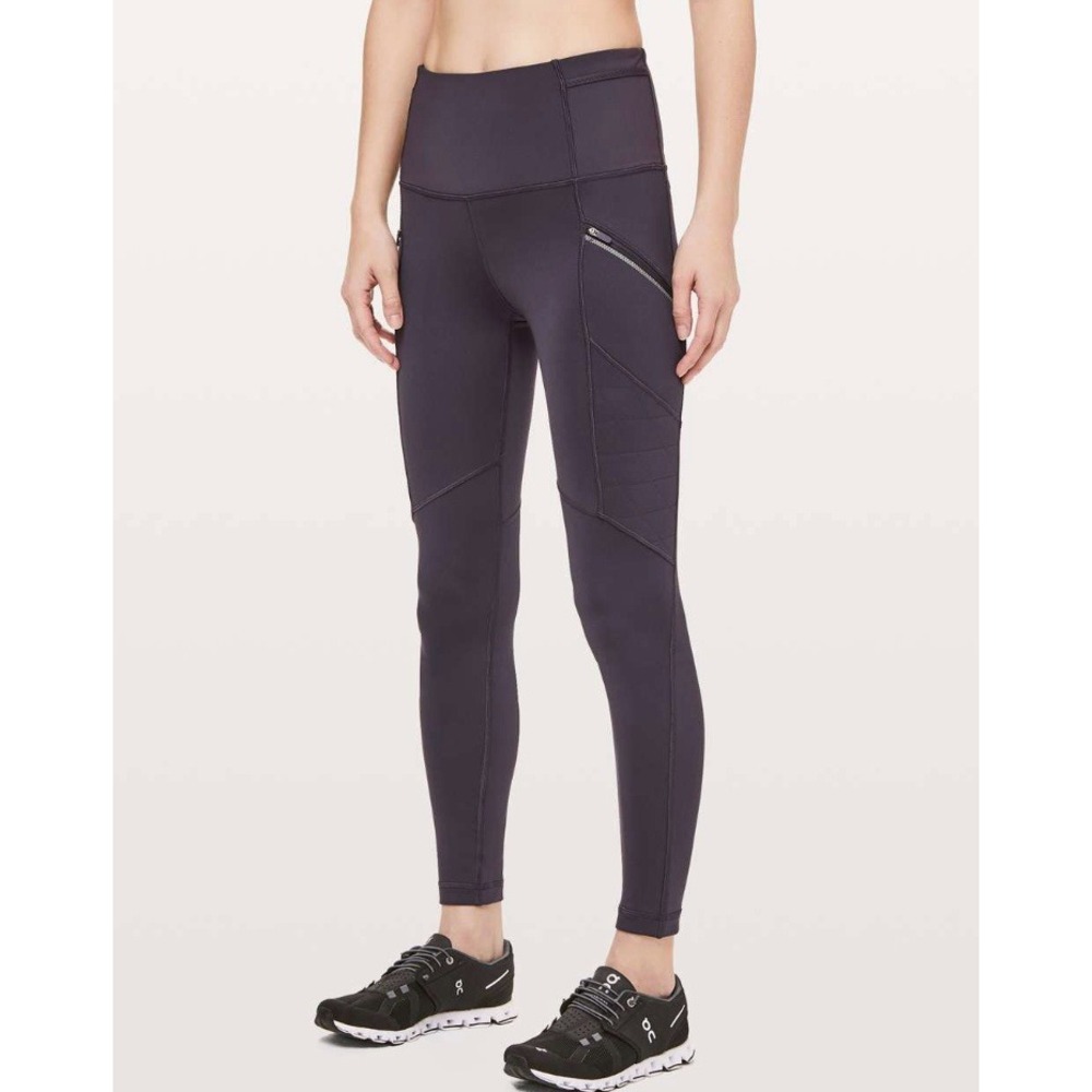 Lululemon Toasty Tech Tight II Plum Fleece Lined Leggings Size 4 Base Layer Run - Picture 3 of 10